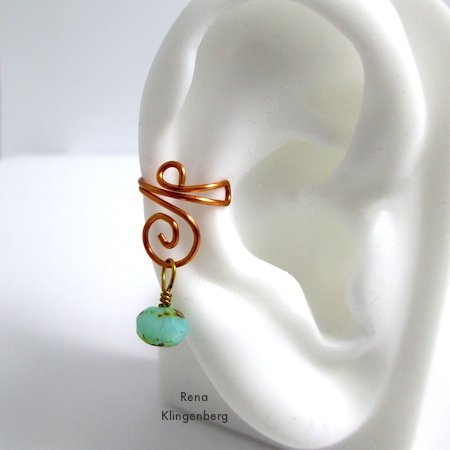 Wire Ear Cuff with Changeable Dangles - tutorial by Rena Klingenberg
