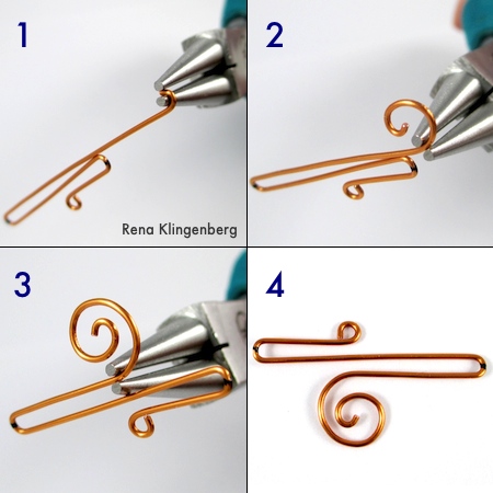 Making an open spiral for Wire Ear Cuff with Changeable Dangles - tutorial by Rena Klingenberg