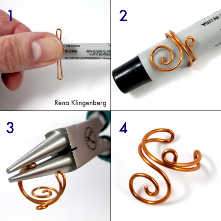 Shaping the ear cuff for Wire Ear Cuff with Changeable Dangles - tutorial by Rena Klingenberg