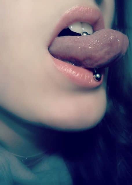 Ring and Barbell tongue piercing